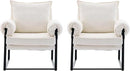 YISHENG Accent Chair with 6-Angle Adjustable Backrest, Chenille Fabric Living Room Chair Upholstered Lounge Chair, Modern Chair Cozy Reclining Chair for Reading Room, Set of 2 White by CozyNest Decor