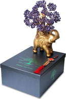 Amethyst Crystal Money Tree on Gold Elephant Statue, 17”Large Gemstone Bonsai Tree of Life Home Décor Gifts for Wealth Positive Energy, Feng Shui Décor by GreenHaven Gardens