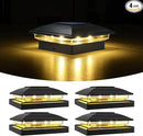 VOLISUN Solar Post Cap Light Outdoor Waterproof 4pack,Solar Fence - Post Lights for 4x4 5x5 6x6 Wooden/Vinyl Post,Black Deck Post Cap Light Solar Powered with Warm White for Garden/Patio/Porch by CozyNest Decor