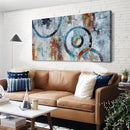 Arjun Abstract Wall Art Geometric Canvas Circle Painting Modern Grey Brown Picture Simple Artwork Framed for Bedroom Living Room Bathroom Home Office Wall Décor, Large Size 48"x24" by CozyNest Decor