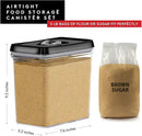 DWËLLZA KITCHEN Large Airtight Food Storage Containers - Clear Plastic Bulk Food Pantry & Kitchen Storage Containers for Flour, Sugar and Baking Supplies 4 Pcs. BPA-Free, Keeps Fresh & Dry (Black) by CozyNest Decor