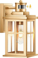 Motion Sensor Outside Lights for House, Modern Dusk to Dawn Outdoor Lighting, 2 Pack Gold Anti-Rust Outdoor Wall Lights with Transparent Glass, Waterproof Outdoor Porch Lights for House, Patio by GreenHaven Gardens