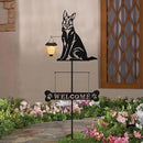 BAYN Solar German Shepherd Silhouette Dog Breed Welcome Sign with a Lantern Outdoor Decorative Garden Stakes for Yard, Lawn, Patio, Pathway by GreenHaven Gardens