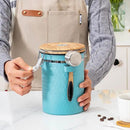 TEDSWAIT Coffee Canisters Airtight Coffee Bean Storage Container Kitchen Stainless Steel Food Storage Container with Scoop Date Tracker & CO2 Valve 61Fl Oz (Lake Blue) by CozyNest Decor