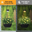2 Packs Hanging Planters Basket for Outdoor Plants, Solar Powered Self Watering Black Round Plastic Flower Pots with Drainer for Balcony Patio Garden Outdoor Decoration by GreenHaven Gardens