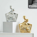 Porcelain Romantic Couple Figurines Statue Gold Aesthetic Decorations Hugging Couple Sculptures - Modern Ceramic Sculpture Home Accents for Living Room Bedroom Coffee Table, Desktop, Bookshelf by CozyNest Decor