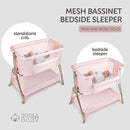 Baby Bedside Sleeper - Bassinet & Bedside Crib with Height Adjustment & Wheels - Can Be Placed Next to Bed - Attaches to Parents Bed - Easy to Fold & Carry Bassinet for Girls (Pink) by CozyNest Decor
