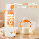 Portable Bottle Warmer for Travel, 12oz Large Capacity Fast Heating Breast Milk, Water & Formula On The Go Baby Bottle Warmer Accurate Temp Control with 4 Levels Long Battery Life for Car & Airplane by TinyTreasures Baby Boutique