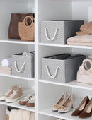 StorageWorks Storage Baskets for Shelves, Foldable Fabric Closet Storage Bins with Handles, Fabric Storage Bins Clothes Organizer, Gray Check, 3-Pack, Large by TinyTreasures Baby Boutique
