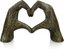 Top Brass Large Rustic Heart Hands Sculpture, 9 3/4” Resin Love Statue – Romantic Decor Accent for Shelf or Mantel – Perfect for Wedding, Valentine's Day or Anniversary (Rustic Wood Grain) by CozyNest Decor