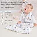 Baby Sleep Sack 0-6 Months 3 Pack 100% Cotton Lightweight 0.5 TOG Wearable Blanket Baby Sleep Bag with 2-Way Zipper for Newborn Infant White Gray Blue Space by TinyTreasures Baby Boutique
