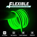 GZBtech Flexible LED Neon Rope Lights 33FT,AC 110-120V Waterproof Strip Light, 120 LEDs/M Cuttable Connectable Neon Lighting for Indoor Outdoor Home Decor/Commercial Building Use-Green 10M by CozyNest Decor