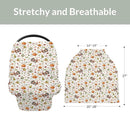 Thanksgiving Turkey Pumpkins Car Seat Covers Vintage Autumn Leaves Stretchy 5-in-1 Cover Adjustable Infant Carseat Cover Canopy Fall Harvest Breathable Nursing Cover-Up by TinyTreasures Baby Boutique