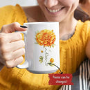 Unique Marigold Themed Ceramic Mug, Personalized Name Flower Accent Cup, Lovely Floral Coffee Mug 11oz 15oz, Custom Ceramic Mug For Flower Lover, Customized Marigold Decorative Cup by CozyNest Decor