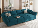 Belffin Modular Sectional Sleeper Sofa Bed Convertible Sectional Couches for Living Room. Peacock Blue Couch by CozyNest Decor