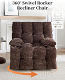 Oversized Recliner Chair Manual Swivel Rocker Recliner for Living Room Chenille Overstuffed Nursery Reclining Sofa Chair Rocking Recliners for Adults 400lbs (Manual, Brown) by CozyNest Decor