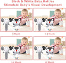 Baby Rattles & Toys - 0-3 Months, High Contrast Black & White Plush Stuffed Toys for Infants by TinyTreasures Baby Boutique