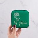 Custom Leather Jewelry Box w/Name & Birth Flower Month - Birthday Gifts for Women, Personalized Jewelry Travel Case - Customized Jewelry Organizer Box, Mom Birthday Gifts - Emerald by TinyTreasures Baby Boutique