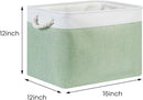 Bidtakay Baskets Fabric Closet Organizer Set of 2 Green Collapsible Storage Bins with Handles 16x12x12 in Large Decorative Tall Baskets for Shelves Nursery Baby Toys Storage Living Room Decor by TinyTreasures Baby Boutique