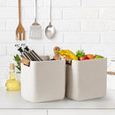 danpinera Set of 3 11 Inch Storage Baskets, Cube Storage Bins, White Woven Baskets with Stable Leather Handles, Square Cotton Rope Bins for any Room, Easy to Recover by TinyTreasures Baby Boutique