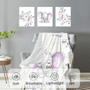 Personalized Baby Crib Bedding Set for Baby Girls, Light Purple Elephant Pattern Custom Name Baby Crib Sets 5-Pcs, Toddler Double Layer Blanket Fitted Sheets Changing Pad Cover Rug Wall Art Set by TinyTreasures Baby Boutique
