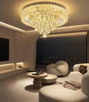 Modern Crystal Chandeliers for Dining Room LED Light Fixture Close to Ceiling Chandelier Flush Mount Ceiling Light Dimmable Lamp with Remote for Living Room Bedroom Hallway by CozyNest Decor