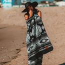 Off the Grid Inca Aztec Throw Blanket | Southwest Indian Navajo Boho Style | Native Woven Western Cover for Camping, Bedding, Couch (King, Cotopaxi Slate) by CozyNest Decor