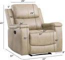 EBELLO Recliner Chair, Single Overstuffed Sofa Recliner, Breathable Faux Leather Manual Reclining Chairs with Hidden Cup Holder, Arm and Back for Adults, Living Room, Bedroom, Beige by CozyNest Decor