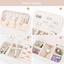 DesignSter Small Travel Jewelry Box with Double Zipper, 2 Layers PU Portable Jewelry Case for Women and Girls,Travel Jewelry Organizer for Rings, Earrings, Necklaces, Bracelets,Beige by TinyTreasures Baby Boutique