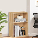 LEYAOYAO 2 Cube Bookshelf,Natural Record Player Stand Holds up to 100 Albums, Mini Wood Book Shelf Storage Organizer,Turntable Stand with Vinyl Storage Cabinet, Narrow Open Bookcase for Small Spaces by CozyNest Decor