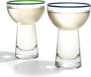 Large 15OZ Stemless Margarita Glasses With Colored Party Rims Set Of 4 By Fun Colorf by The Wine Savant