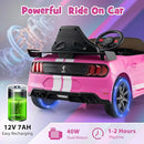 Costzon Ride on Car, 12V Licensed Ford Mustang Shelby GT500 Kids' Electric Vehicles w/Remote Control, USB Port, Radio, Music, Player, High Low Speed & Soft Start, Racing Kids Car for Toddlers (Pink) by TinyTreasures Baby Boutique