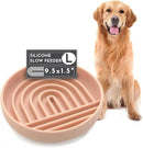 The Slowdown Bowl Silicone Slow Feeder for Dogs & Puppies, Slow Eating, Modern Lick Mat Design, Reduces Gulping, Fits 2.5 Cups 9.5” Across x 1.5” Tall, Mealtime Challenge, Large-Blush by CozyNest Decor