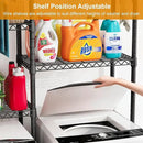 U14 Over Washer and Dryer Storage Shelves, 4 Tiers Laundry Room Storage and Organizer System, Space Saving Clothes Drying Rack with 2 Clothes Hanger Rods, 66.5" W x 20.5" D x 77.4" H, Black by CozyNest Decor
