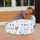 Posh Creations Bean Bag Chair for Kids, Teens, and Adults Includes Removable and Machine Washable Cover, Canvas Multi-Colored Hearts on White, 27in - Medium by TinyTreasures Baby Boutique