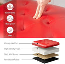 Joveco Leather Storage Ottoman, 24" Rectangle Square Bench Foot Rest Stool for Bedroom Living Room, Red by CozyNest Decor
