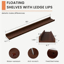 Solid Ash Wood Picture Ledge Shelf, 36 Inch Floating Shelves with Lip Set of 2, Photo Ledge Shelf Nursery Bookshelf Wall Mounted for Living Room Bedroom Decor, Walnut by TinyTreasures Baby Boutique