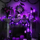 Halloween Horror Atmosphere Lights, Orange&Purple LED String Lights with 9.9FT Creepy Black Gauze, Battery Powered with Timer & 8 Flashing Modes (Purple) by CozyNest Decor