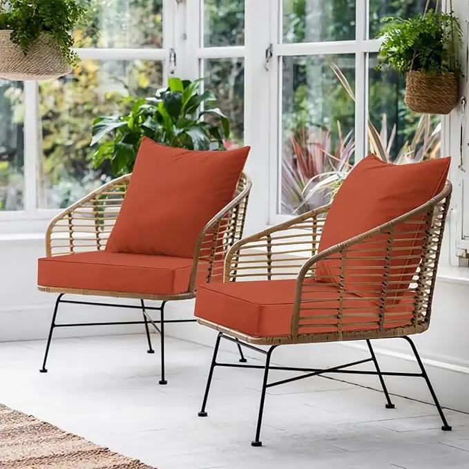 Favoyard Outdoor Seat Cushion Set 19 x 19 Inch Waterproof & Fade Resistant Patio Furniture Cushions with Removable Cover Deep Seat & Back Cushion with Handle and Adjustable Straps for Chair Sofa Couch, photo 6 of 6