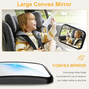 Baby Car Mirror for Rear Facing Seat - Clear View, Upgraded Hook Clip Design, 360 Rotation, Wide Crystal View, Shatterproof Crash Tested and Certified by TinyTreasures Baby Boutique