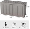 72 Gallon Deck Box Lockable Resin Outdoor Storage Box waterproof Outdoor Container for Patio Furniture Cushions, Pillow by CozyNest Decor