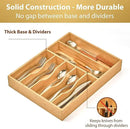 Umilife Bamboo Kitchen Drawer Organizer, 13 Inch Silverware Utensil Tray Holder, Extra Deep Grooved Drawer Divider, 7 Slots Total Bamboo Wood Caddy for Flatware Cutlery Knives, Forks, Spoons by CozyNest Decor