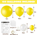 JOYIN 150 Pcs Yellow Balloons, Different Sizes 18 12 10 5 Inch Yellow Latex Balloon Arch Kit with Instruction for Birthday Party Graduation Wedding Holiday Decoration by TinyTreasures Baby Boutique