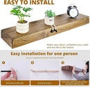 Floating Shelves 3 inch Thick for Wall Set of 2,Solid Pine Wood Wall Mount Shelf for Kitchen Living Room Bedroom Bathroom,8" D x 24" L x 3" H-Distressed Black Walnut by CozyNest Decor