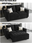 Belffin Modular Sectional Sleeper Sofa with Pull Out Couch Bed Modular Sleeper Loveseat Sectional Sofa Velvet Fabric for Living Room Apartment Black by CozyNest Decor