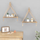 Mkono Macrame Hanging Shelves Boho Wall Decor Set of 2 Rustic Wood Floating Storage Shelf for Bedroom Bathroom Living Room Nursery Dorm Room, Display Shelving for Hanging Plants Photos by CozyNest Decor