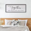 And So Together They Built A Life They Loved Sign Above Bed Wall Decor 24×10 Inch Master Bedroom Over Bed Wood Framed Wall Art (Black) by CozyNest Decor