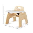 Foundations Easy Serve Low Wood Feeding Chairs Multipack, Adjustable Harness, Removable Dishwasher Safe Tray, No-Tip Base, Stackable Toddler Chairs, 2 Pack (9 inch) by TinyTreasures Baby Boutique