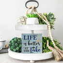 Lake House Decor Summer Lake Decorations Lake Life Wooden Sign Rustic Home Decor 5 x 5 Inches by CozyNest Decor
