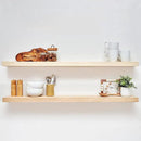 Homeforia Wood 48 inch Floating Shelf, High End Solid Natural Wood 48inch Floating Shelves for Wall Mounted, Unfinished Wooden Large Floating Shelves, Heavy Duty Bracket, 48 X 6.5 X 1.75 in, Set of 2 by CozyNest Decor